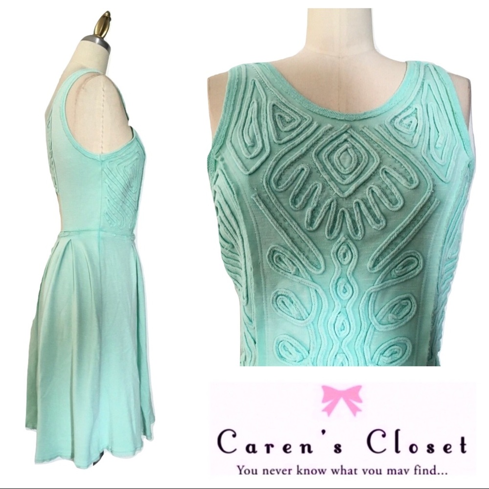 Free People Mint Green Soutache Cut Out Mini Dress - Picture 4 of 6